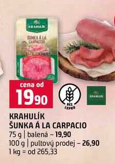 KRAHULÍK BEL LEPRO ŠUNKA Á LA CARPACIO 75 g balená 