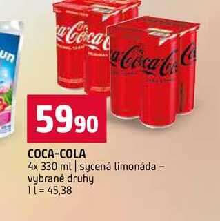 COCA-COLA Coca 4x 330 ml sycená limonáda vybrané druhy 