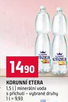 KORUNNÍ ETERA 1,5l minerální voda s příchutí vybrané druhy 