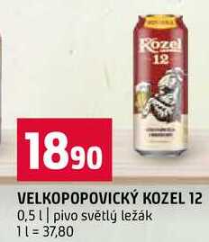 VELKOPOPOVICKÝ KOZEL 12 0,5l pivo světlý ležák