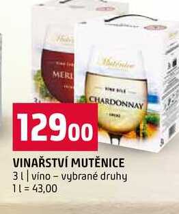 VINAŘSTVÍ MUTĚNICE 3l vino vybrané druhy
