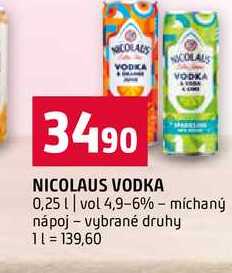 NICOLAUS VODKA 0,25l vol 4,9-6% míchaný nápoj vybrané druhy 
