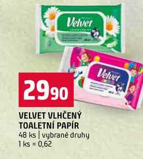 VELVET VLHČENÝ TOALETNÍ PAPÍR 48 ks vybrané druhy