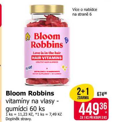 Bloom Robbins vitamíny na vlasy - gumídci 60 ks