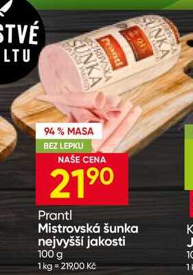 Prantl Mistrovská šunka nejvyšší jakosti 100 g