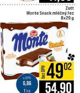 Zott Monte Snack mléčný řez 8x29 g 
