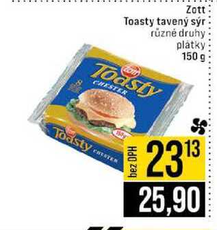 Zott Toasty tavený sýr různé druhy platky 150 g