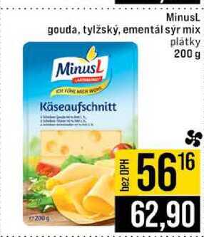 MinusL gouda, tylžský, ementál sýr mix platky 200 g