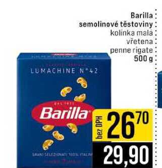 Barilla semolinové těstoviny kolinka mala vřetena penne rigate 500 g