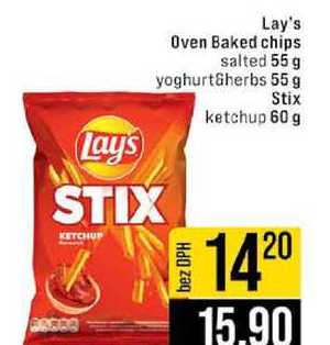 Lay's Oven Baked chips salted 55 g yoghurt&herbs 55 g Stix ketchup 60 g 