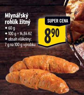 Mlynářský rohlík žitný 60 g 