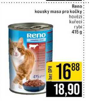 Reno kousky masa pro kočky hovězí kuřeci rybi 415 g 