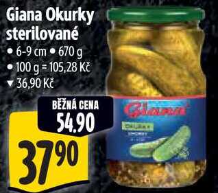 Giana Okurky sterilované, 670 g 
