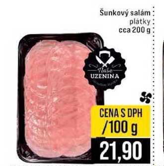 Šunkový salám plátky cca 200 g 100g