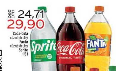 Coca-Cola různé druhy Fanta různé druhy Sprite 1,5l