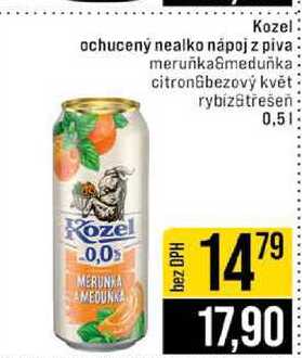 Kozel ochucený nealko nápoj z piva meruňka&meduňka citron bezový květ rybízstřešeň 0,5l
