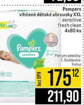 Pampers vlhčené dětské ubrousky XXL Pampers sensitive sensitive fresh clean 4x80 ks