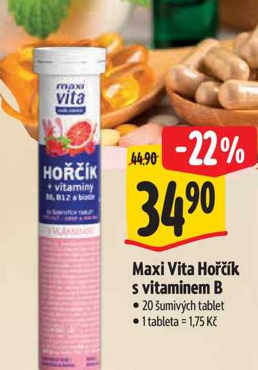   Maxi Vita Hořčík s vitaminem B  20 šumivých tablet 