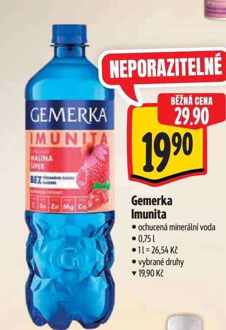  Gemerka Imunita ochucená minerální voda 0,75 l