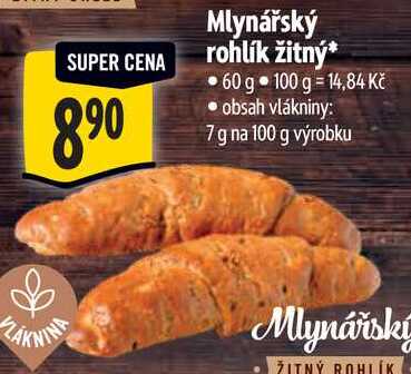 Mlynářský rohlík žitný, 60 g 