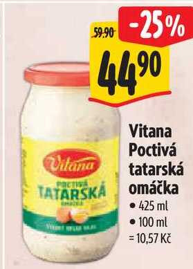 Vitana Poctivá tatarská omáčka, 425 ml 