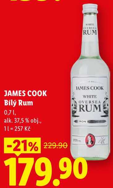 JAMES COOK Bílý Rum, 0,7 l