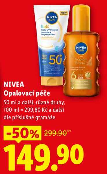 NIVEA Opalovací péče, 50 ml a další