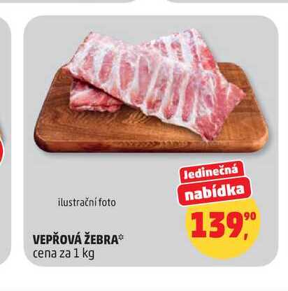 Vepřová žebra cena za 1 kg