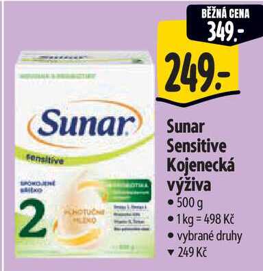 Sunar sensitive Kojenecká výživa, 500 g   