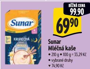 Sunar Mléčná kaše, 210 g   