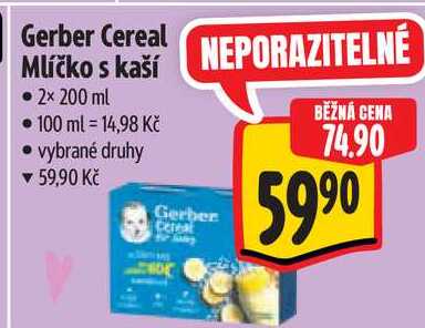 Gerber Cereal Mlíčko s kaší, 2x 200 ml  
