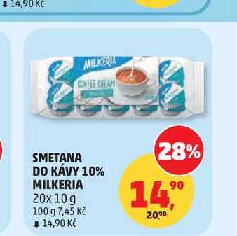 SMETANA DO KÁVY 10% MILKERIA 20x 10 g v akci