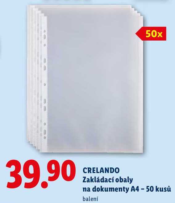 CRELANDO Zakládací obaly dokumenty A4 - 50 kusů 