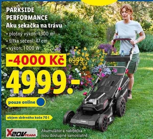 PARKSIDE PERFORMANCE Aku sekačka na trávu 