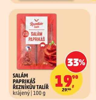SALÁM PAPRIKÁŠ ŘEZNÍKŮV TALÍŘ krájený 100 g