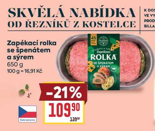 Zapékací rolka se špenátem a sýrem 650 g 