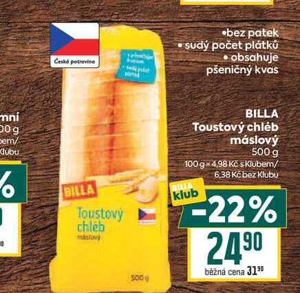 BILLA Toustový chléb máslový 500 g