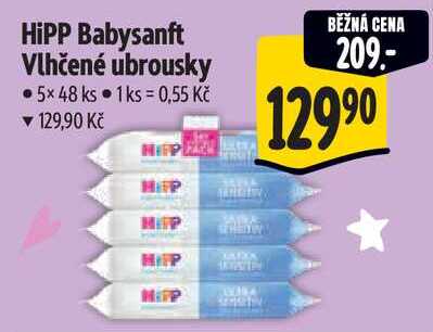 HiPP Babysanft Vlhčené ubrousky, 5x 48 ks 