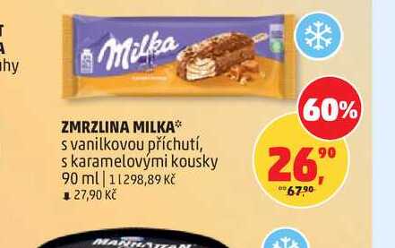 ZMRZLINA MILKA s vanilkovou příchutí, s karamelovými kousky 90 ml