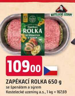 ZAPÉKACÍ ROLKA 650 g se špenátem a sýrem