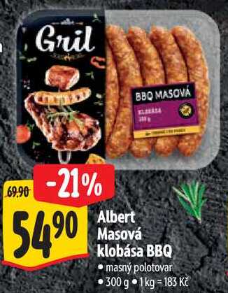 Albert Masová klobása BBQ, 300 g