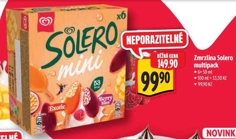 Zmrzlina Solero multipack, 6x 50 ml 