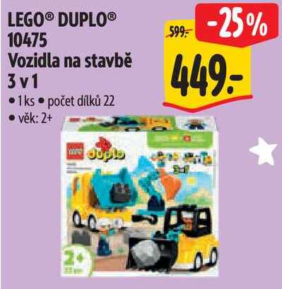 LEGO® DUPLO® 10475 Vozidla na stavbě 3v1