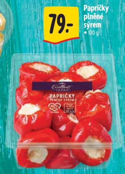 Papričky plněné sýrem, 100 g 
