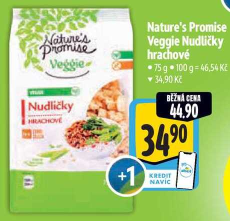 Nature's Promise Veggie Nudličky hrachové, 75 g  