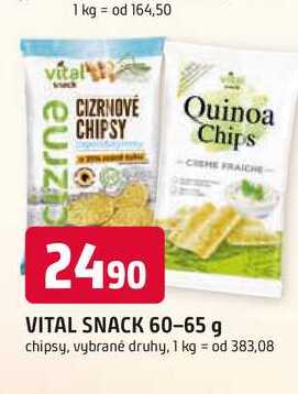 VITAL SNACK 60-65 g chipsy, vybrané druhy