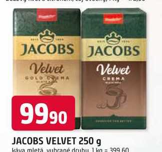 JACOBS VELVET 250 g káva mletá vybrané druhy