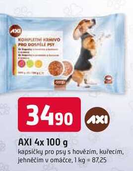 AXI 4x 100 g kapsičky pro psy s hovězím, kuřecím, jehněčím v omáčce
