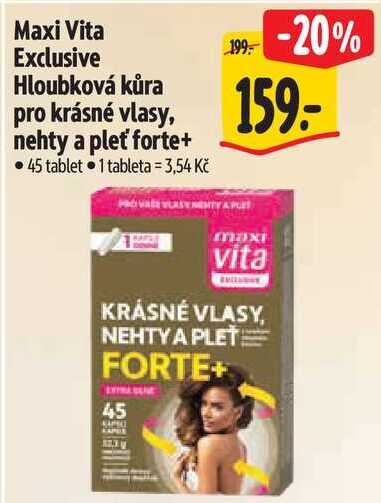 Maxi Vita Exclusive Hloubková kůra pro krásné vlasy, nehty a pleť forte+, 45 tablet  