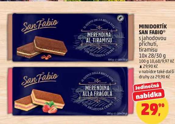 MINIDORTÍK SAN FABIO s jahodovou příchutí, tiramisu 10x 28/30g